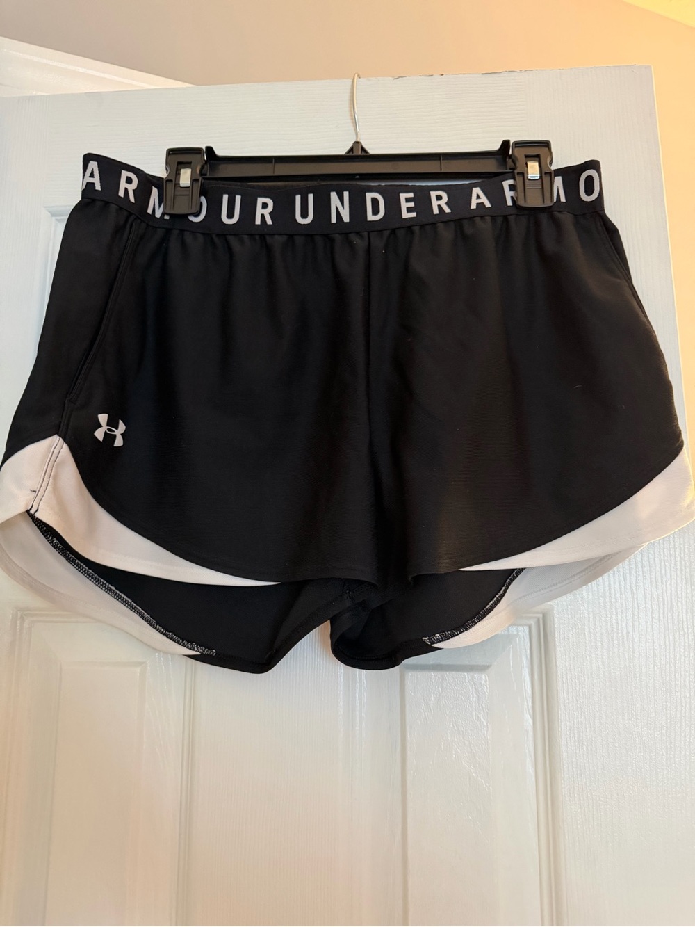 Under Armour Black and White Layered Athletic Shorts